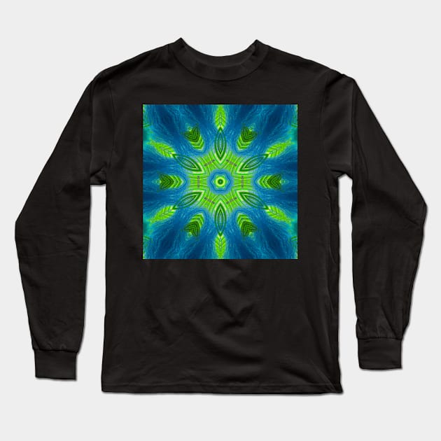 blue and green kaleidoscope Long Sleeve T-Shirt by poupoune